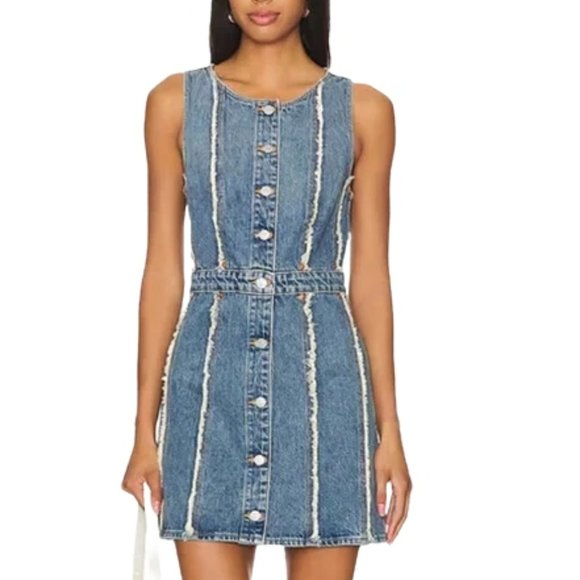 New Re/Done Revolve Blue Fray Denim Minidress Size medium - Picture 1 of 12